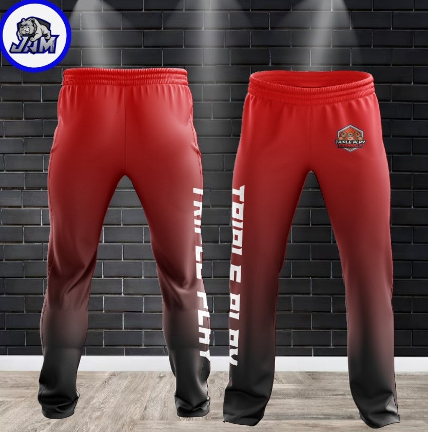 (NEW)Triple Play Cornhole - Red to Black Ombre Performance Sweatpants