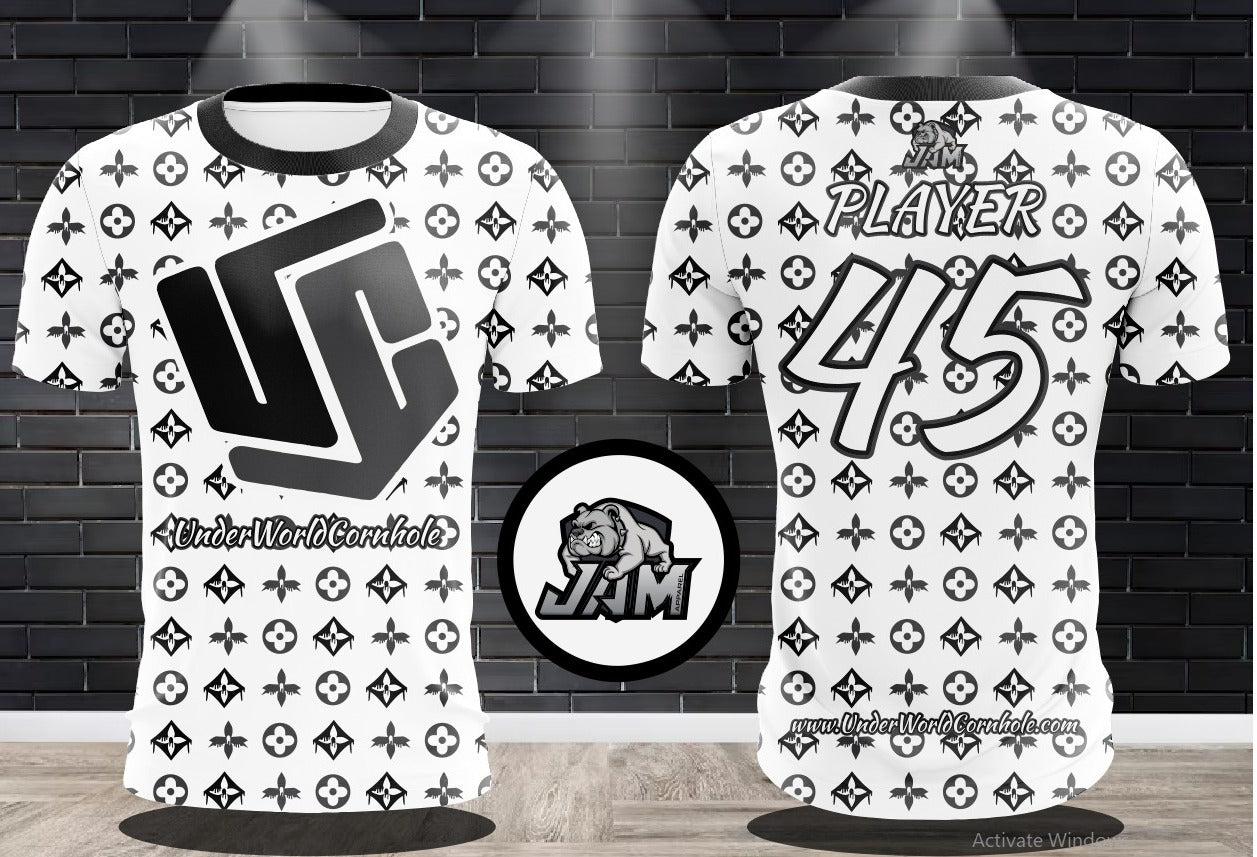 Underworld Cornhole Drippy Edition Jersey - White Base w/Charcoal