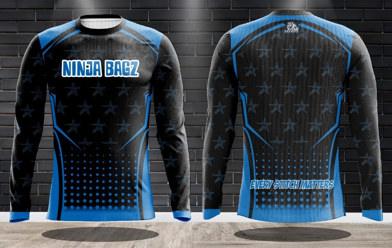 (NEW)Ninja Bags Every Stitch Matters Long Sleeve Jersey - Black/Blue