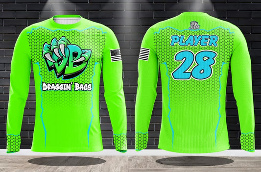 Draggin Bags Draggin Claw Long Sleeve Jersey - Lime Base w/UNC Blue/Lime Claw