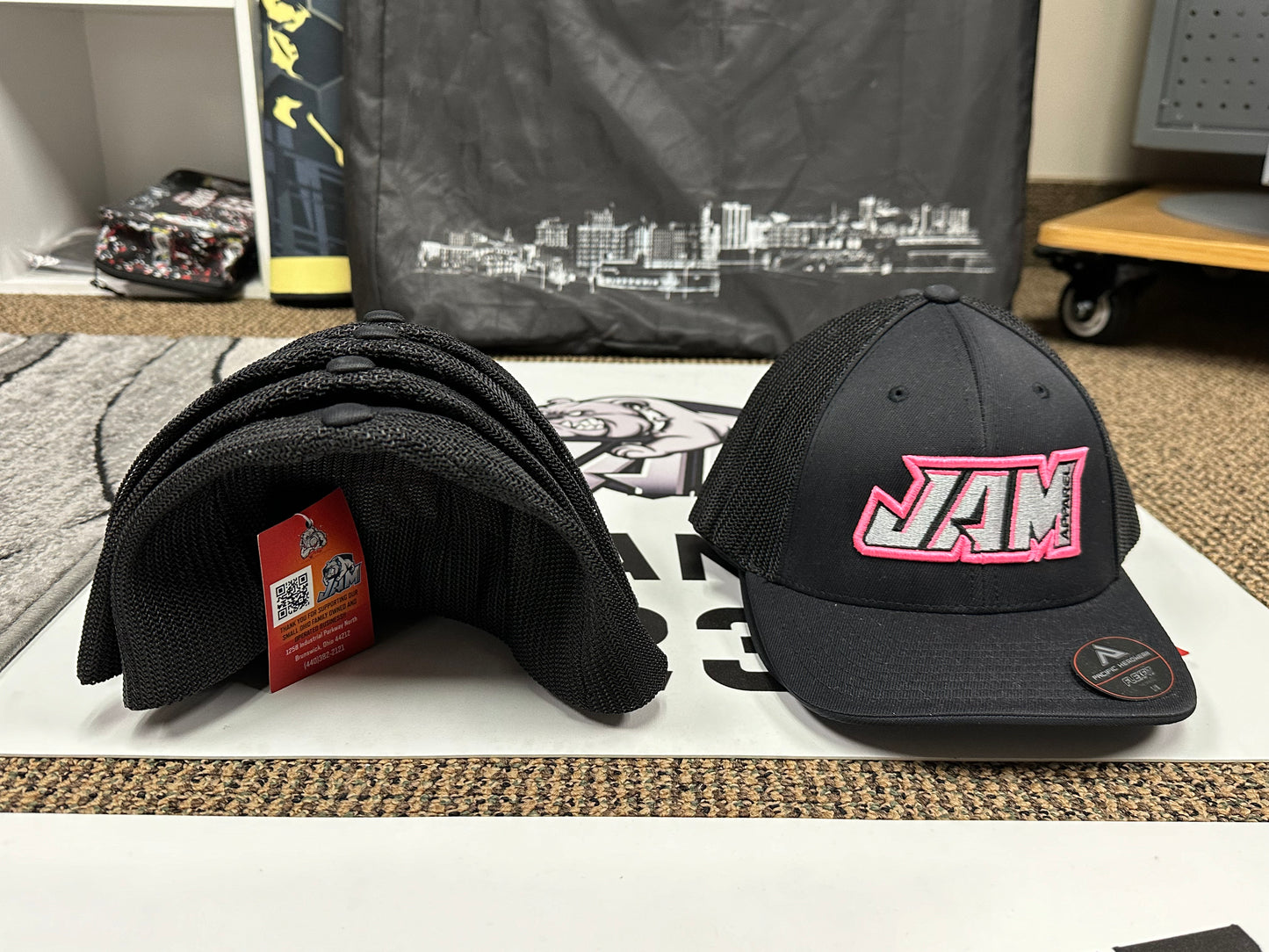 (NEW)JAM FlexFit 3D Embroidered Hats - Pink Logo