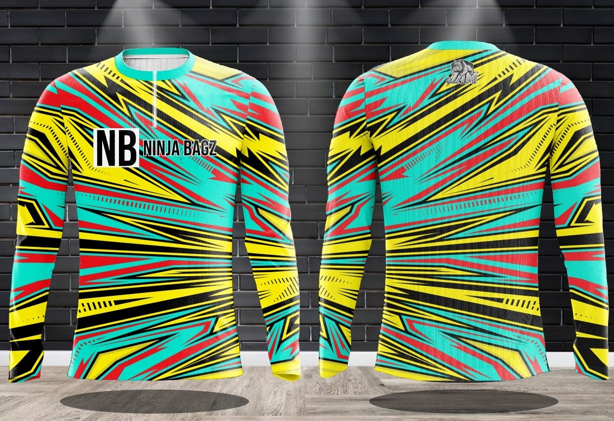 (NEW)Ninja Bagz NB - Electric Edition 1/4 Zip Long Sleeve Jersey