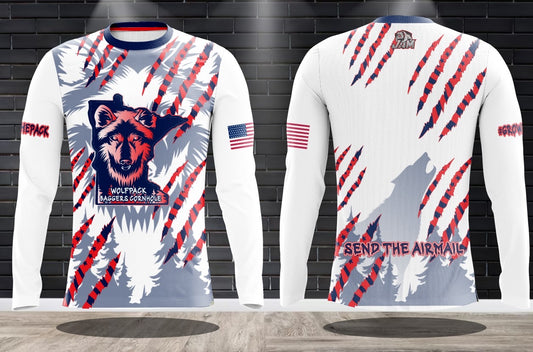 Wolfpack Baggers America Drifit Performance Long Sleeve Jersey - White Base