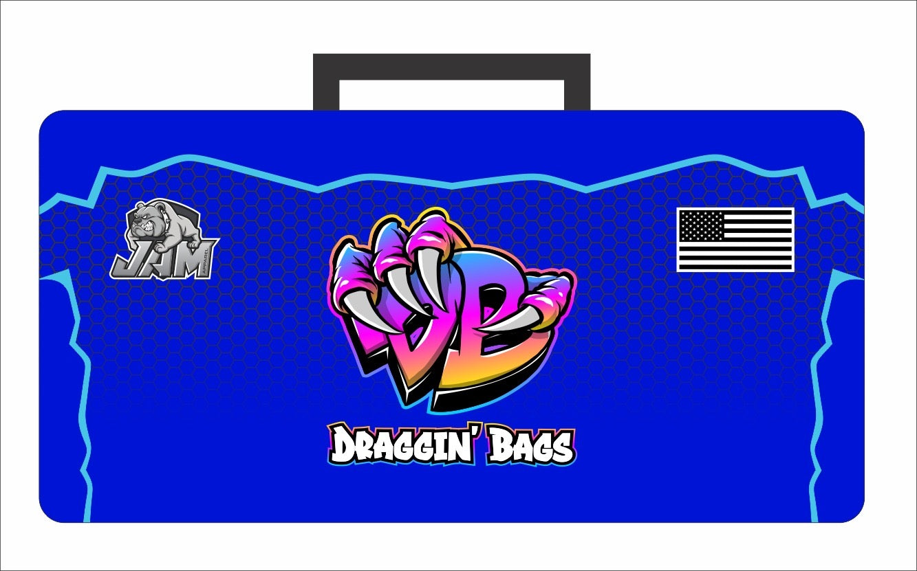 (NEW)Draggin Bags Claw Cornhole Bag Pouch - Blue Base w/Purple Blue Claw