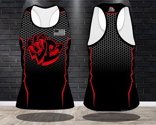 Draggin Bags Draggin Claw - Ladies Racerback Tank or Unisex Tank Top - Black w/Red Black Claw