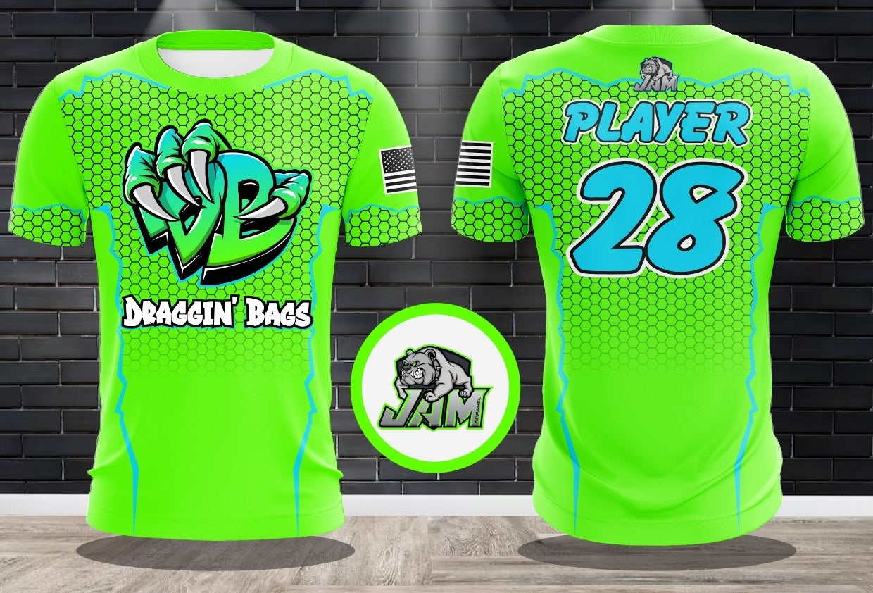 (NEW)Draggin Bags Draggin Claw - Lime Base UNC Blue/ Lime Claw Jersey