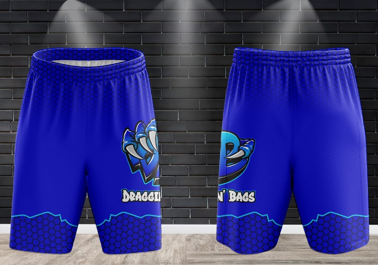(NEW)Draggin Bags Draggin Claw Performance Shorts - Blue w/UNC Blue/Blue Claw