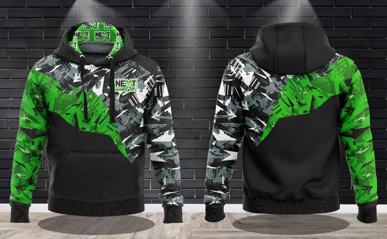NextGen Cornhole - Black/Green Performance Hooded Sweatshirt