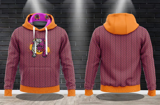 (NEW)JAM Macho Man Herringbone - Purple/Orange Performance Hooded Sweatshirt