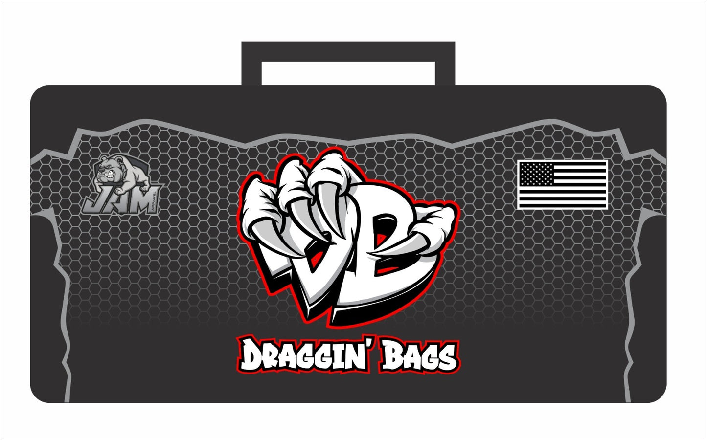 (NEW)Draggin Bags Claw Cornhole Bag Pouch - Black Base w/White Red Claw