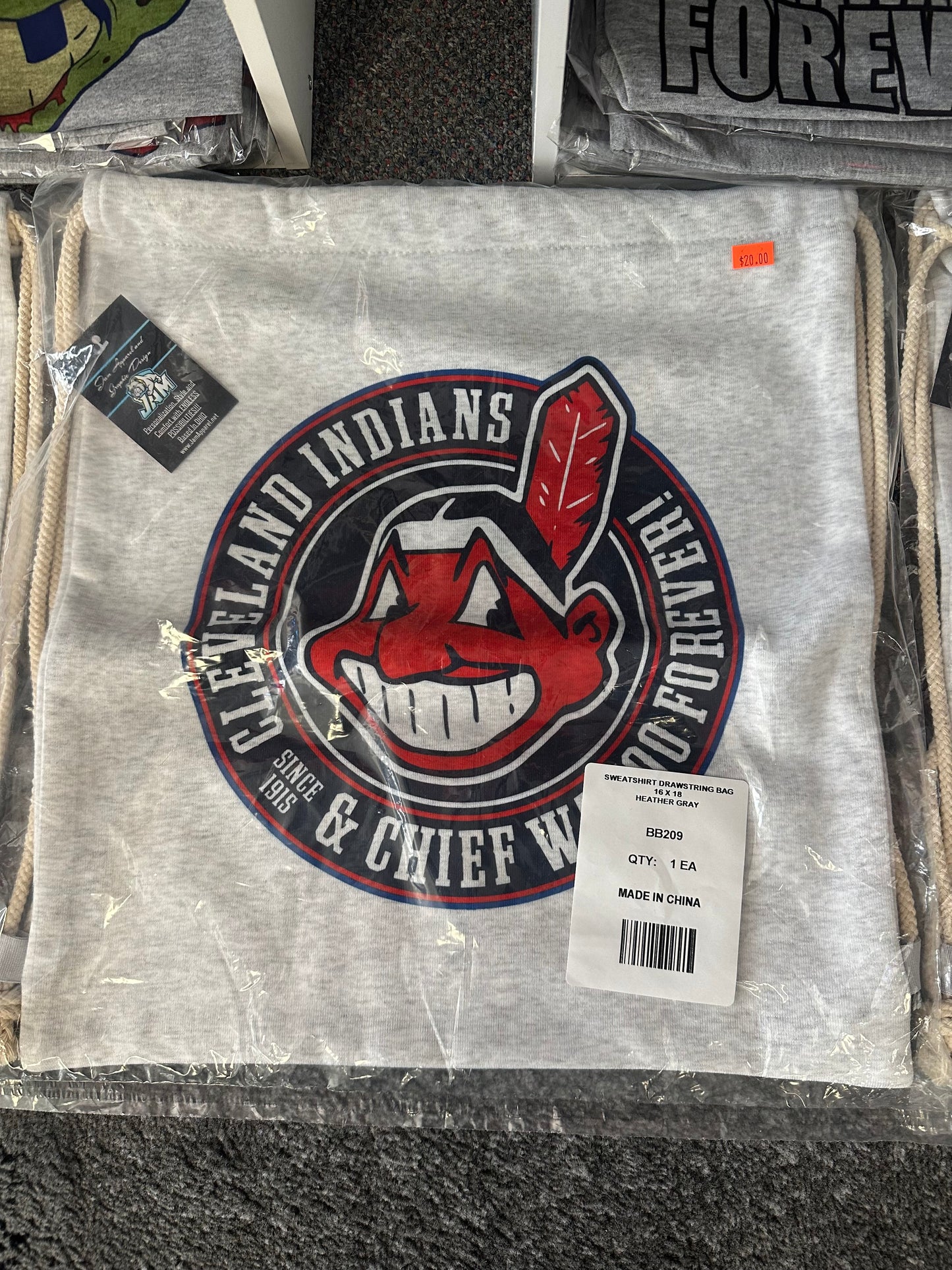 (NEW)Chief Wahoo Designed Sweatshirt Drawstring Bags