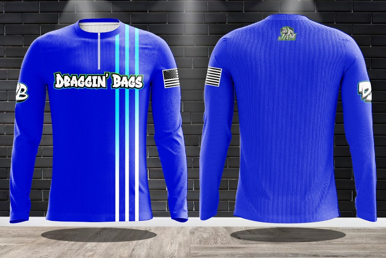 (NEW)Draggin Bags Clean 1/4 Zip Long Sleeve Jersey - Blue