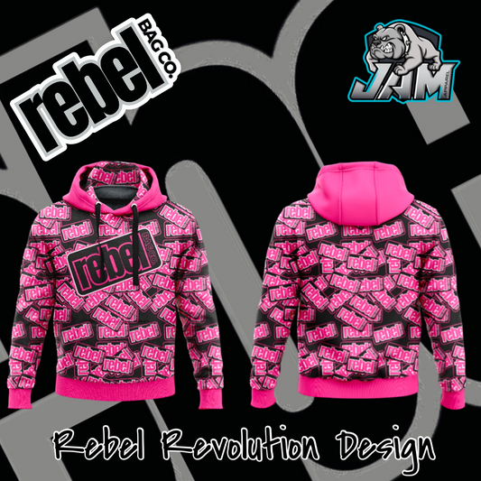 (NEW) Rebel Bag Co. Rebel Revolution Performance Hooded Sweatshirt - Pink/Teal/Red