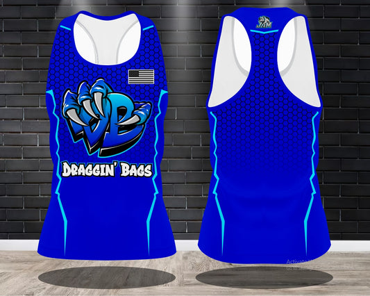 (NEW)Draggin Bags Draggin Claw - Ladies Racerback Tank or Unisex Tank Top - Blue