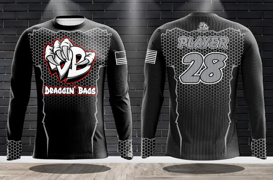 Draggin Bags Draggin Claw Long Sleeve Jersey - Black Base w/Red/White Claw