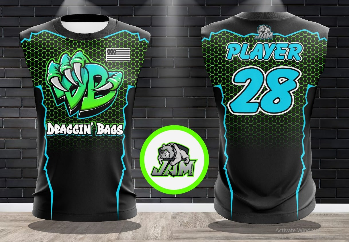 Draggin Bags Draggin Claw - Black Base Lime/UNC Blue Claw Jersey or Cutoff