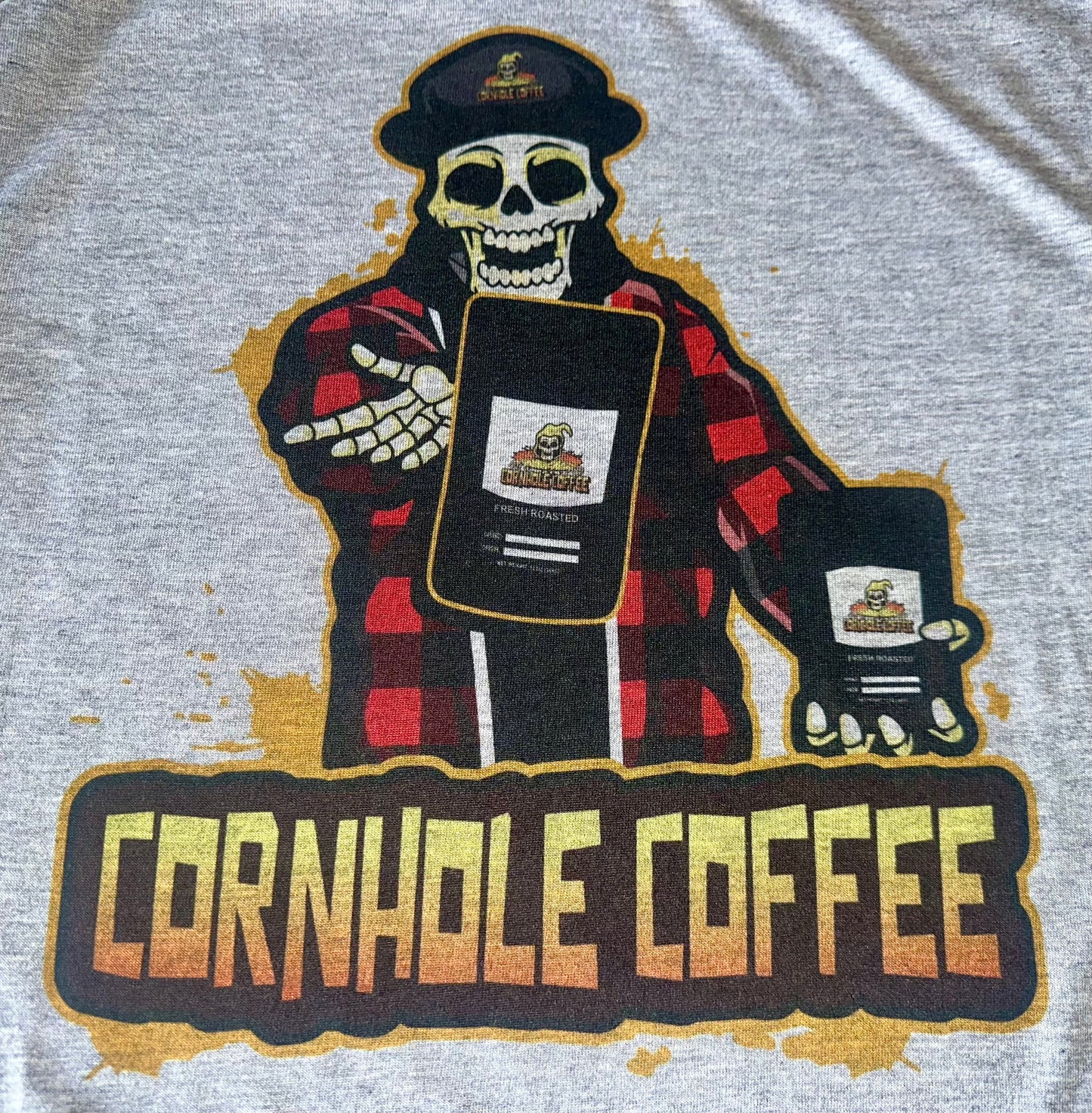 Coffee Toss Cornhole Coffee Soft Tee - Grey