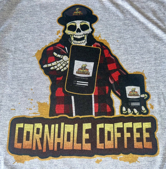 (NEW)Coffee Toss Cornhole Coffee Soft Tee - Grey