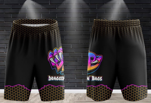 Draggin Bags Draggin Claw Performance Shorts - Black w/Purple/Blue Claw