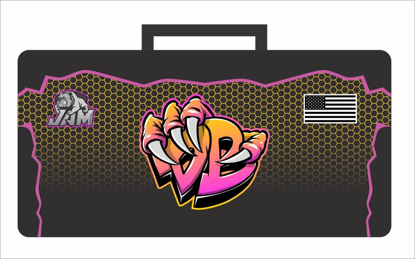 (NEW)Draggin Bags Claw Cornhole Bag Pouch - Black Base w/Orange Pink Claw