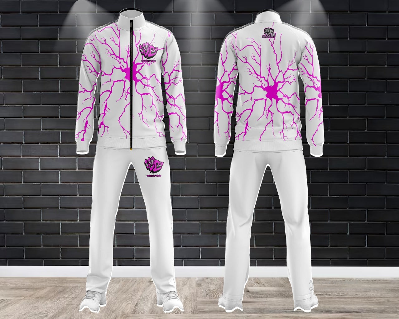 (NEW)Draggin Bags Draggin Claw Lightning Tracksuit Pants - White/Pink