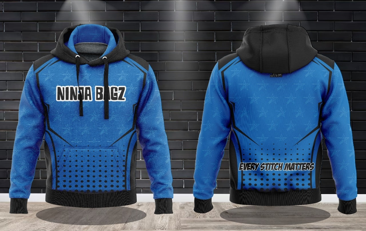 (NEW)Ninja Bags Every Stitch Matters Performance Hooded Sweatshirt - Blue/Black