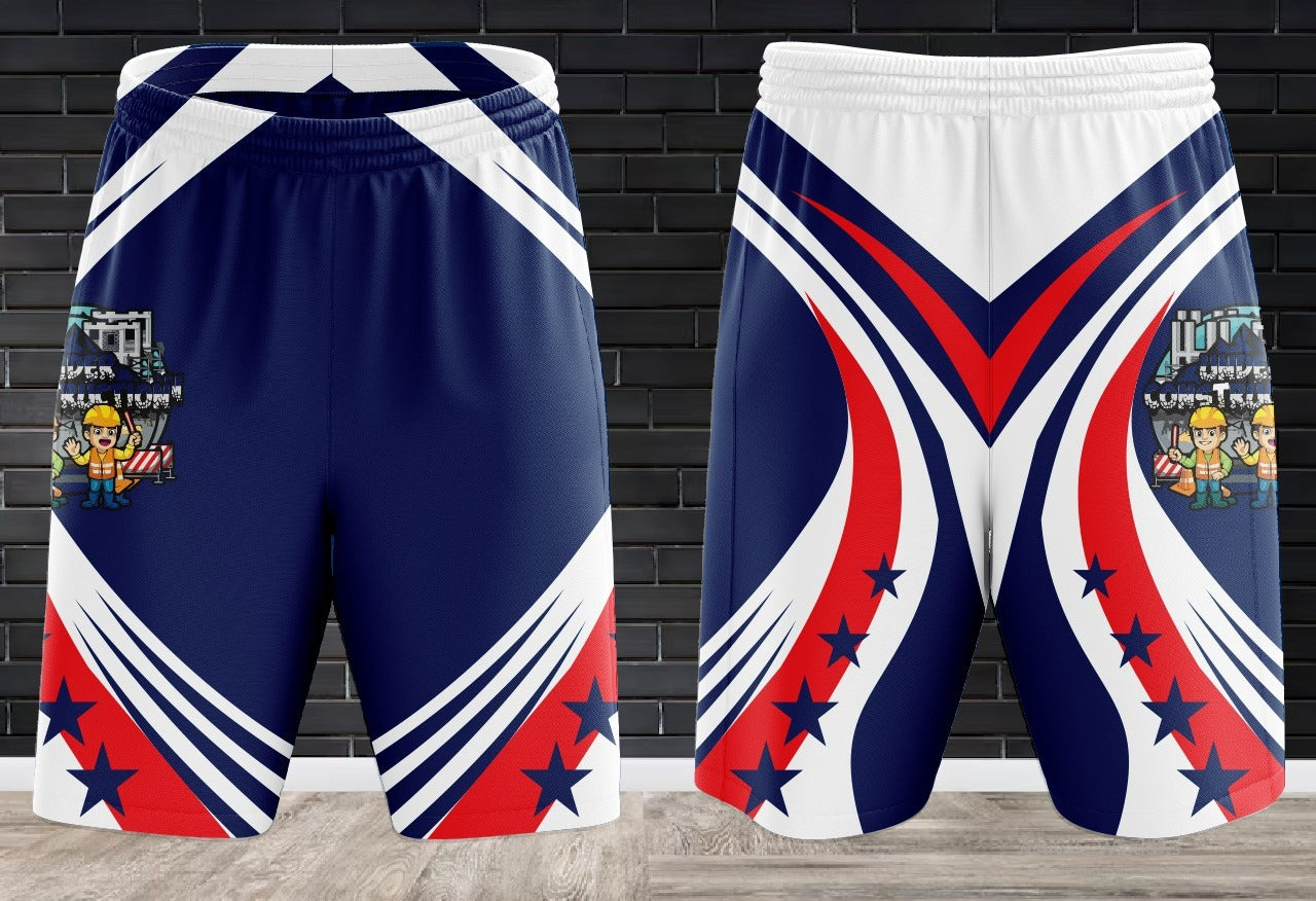 (NEW)Under Construction 4th of July Performance Drifit Shorts - Blue Base