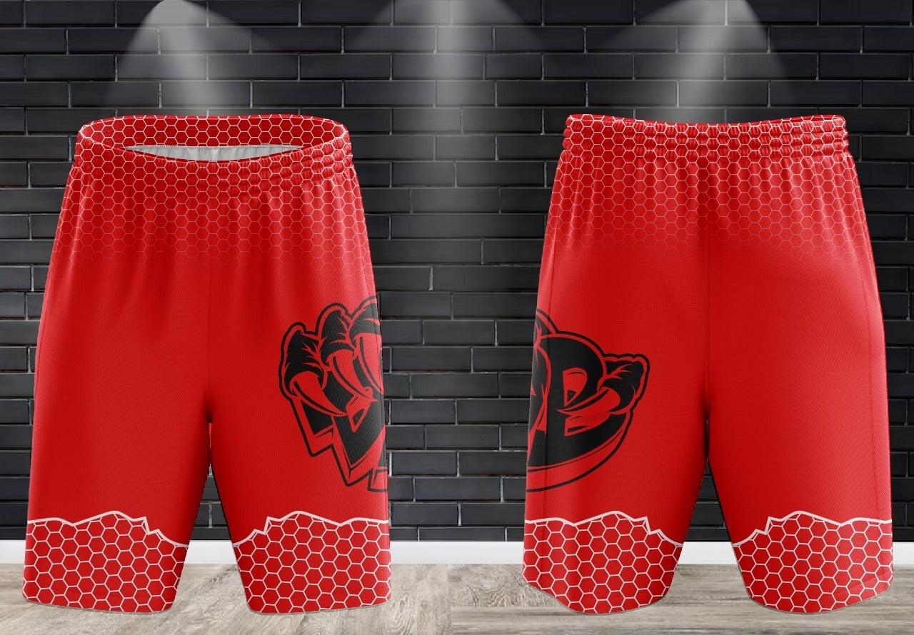(NEW)Draggin Bags Draggin Claw Performance Shorts - Red w/Black/Red Claw