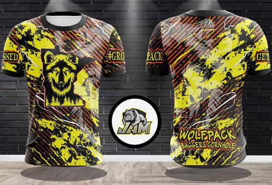 Wolfpack Baggers 2025 DriFit Performance Jersey - Orange/Yellow