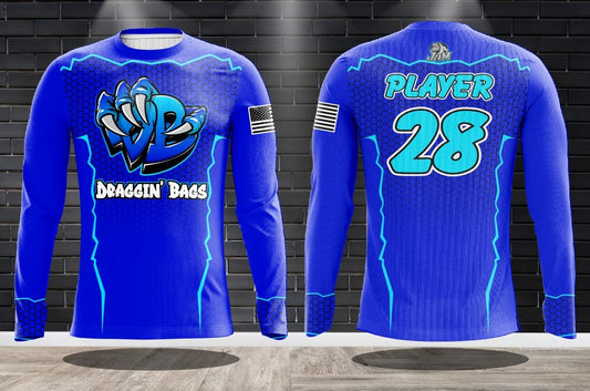 Draggin Bags Draggin Claw Long Sleeve Jersey - Blue Base w/Blue/UNC Blue Claw