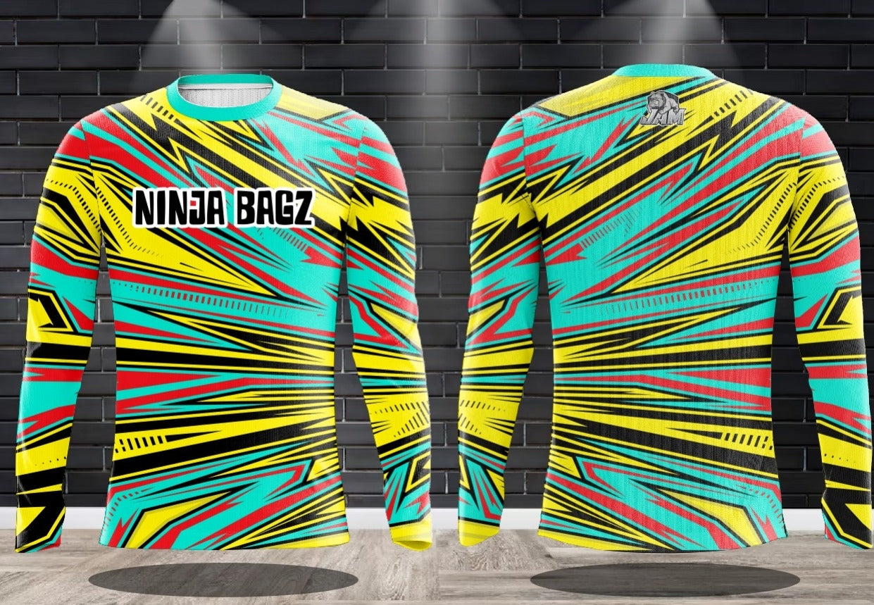 (NEW)Ninja Bagz Script - Electric Edition Long Sleeve Jersey