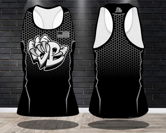 Draggin Bags Draggin Claw - Ladies Racerback Tank or Unisex Tank Top - Black w/Whiteout Claw