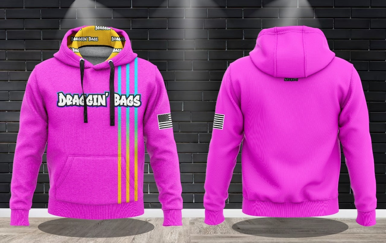 (NEW)Draggin Bags 2024 Clean - Pink Performance Hooded Sweatshirt