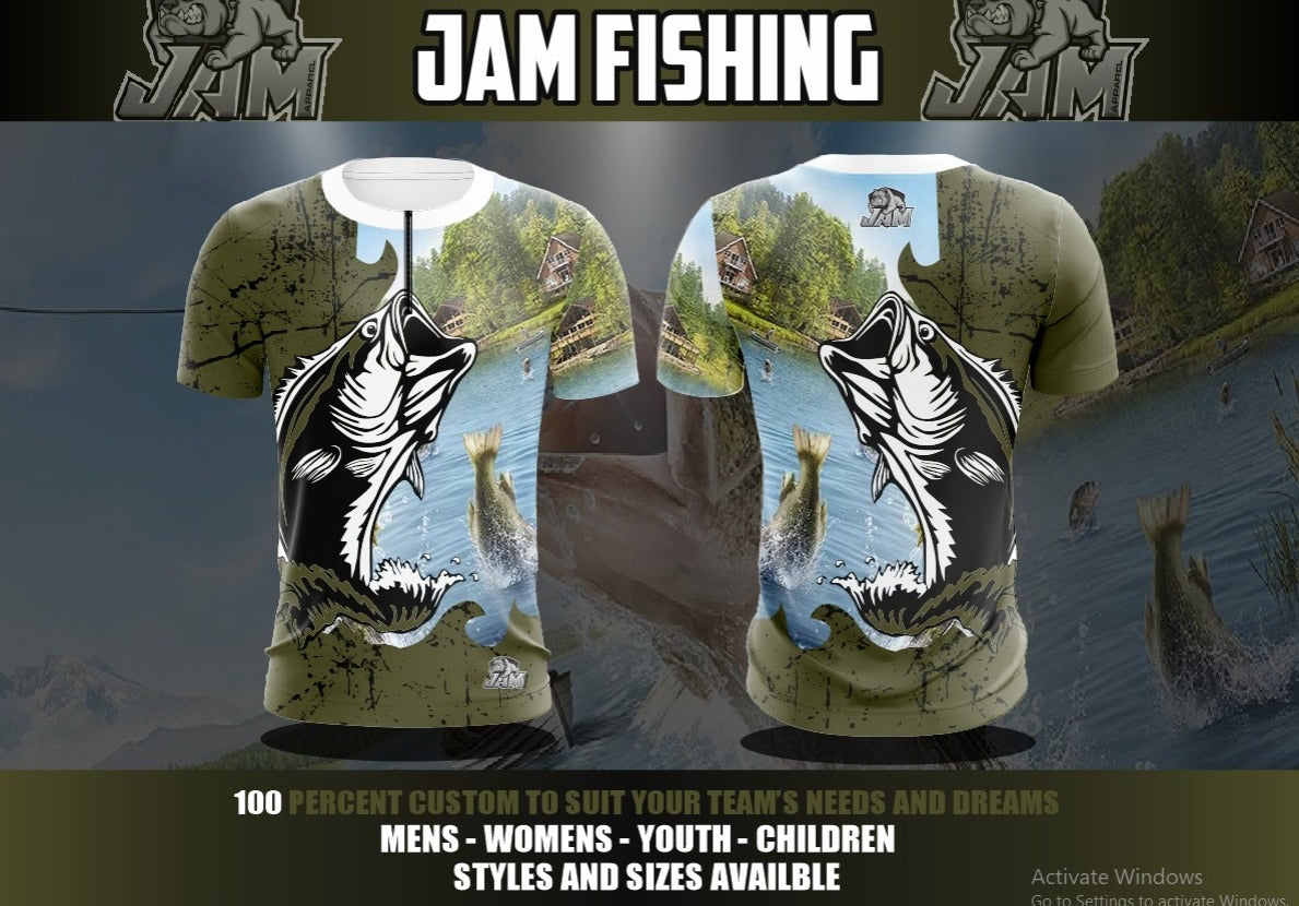 (NEW)JAM Fishing - 1/4 Zip Green Short Sleeve Jersey