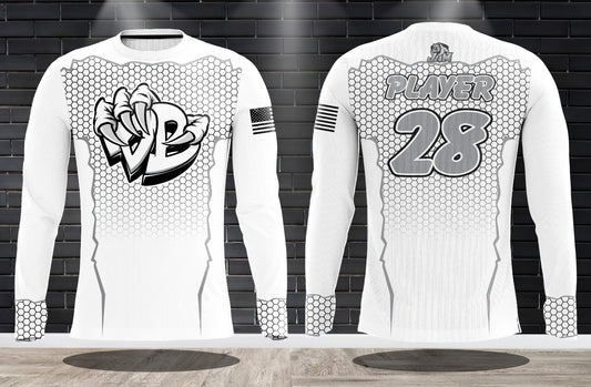 Draggin Bags Draggin Claw Long Sleeve Jersey - White Base w/Whiteout Claw