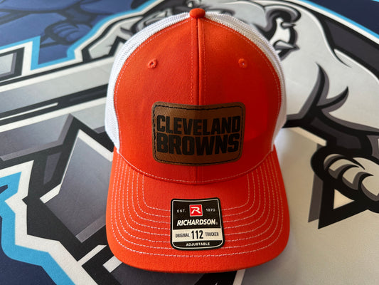 (NEW)Cleveland Browns Brown Patch Mesh Back Snapback Hat - Orange