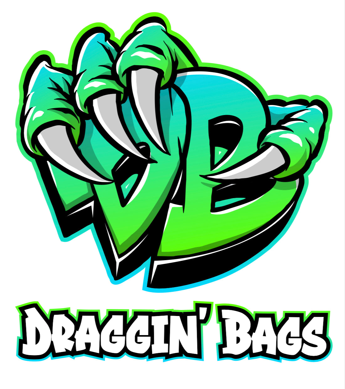 (NEW)Draggin Bags Draggin Claw Performance Shorts - Black w/Lime/Blue Claw