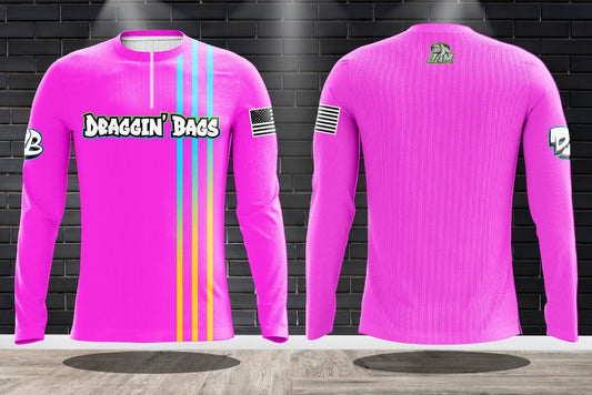 Draggin Bags Clean 1/4 Zip Long Sleeve Jersey - Pink