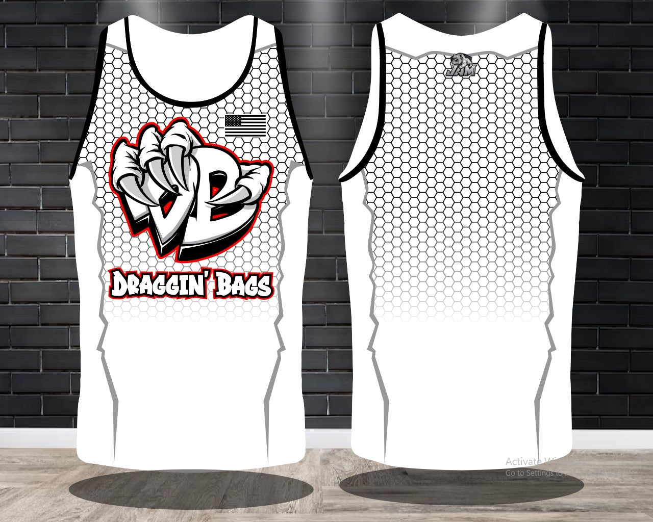 (NEW)Draggin Bags Draggin Claws - Ladies Racerback Tank or Unisex Tank - White w/White Red Claw