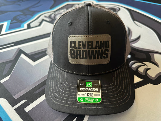 (NEW)Cleveland Browns Grey Patch Mesh Back Snapback Hat - Black/Charcoal