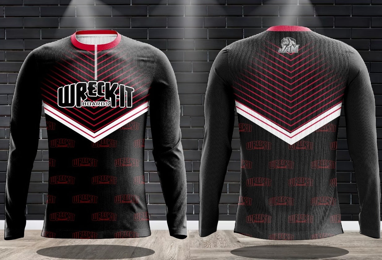 (NEW)Wreck-It Boards - Badger Edition 1/4 Zip Long Sleeve Jersey