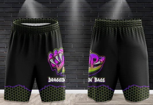 Draggin Bags Draggin Claw Performance Shorts - Black w/Purple/Lime Claw