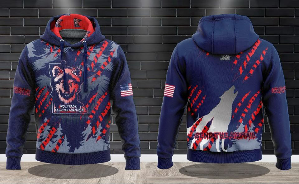 (NEW)Wolfpack Baggers America Performance Hooded Sweatshirt - Navy