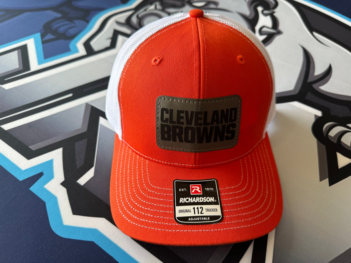 (NEW)Cleveland Browns Grey Patch Mesh Back Snapback Hat - Orange