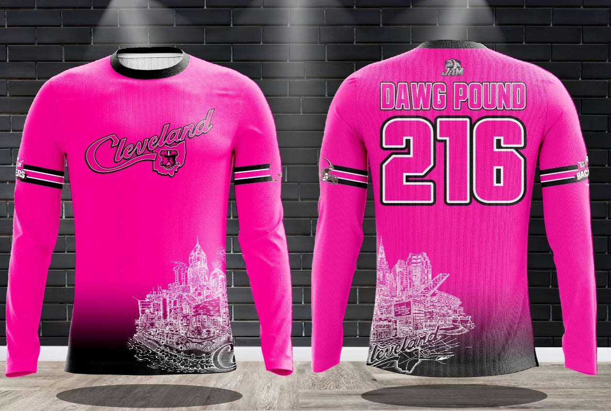 (NEW)Cleveland Browns Backers - Pink Longsleeve Jersey