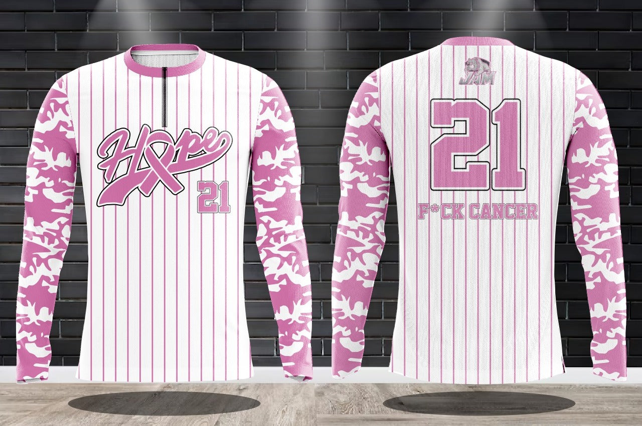 F*CK Cancer Hope - Breast Cancer Long Sleeve 1/4 Zip Jersey