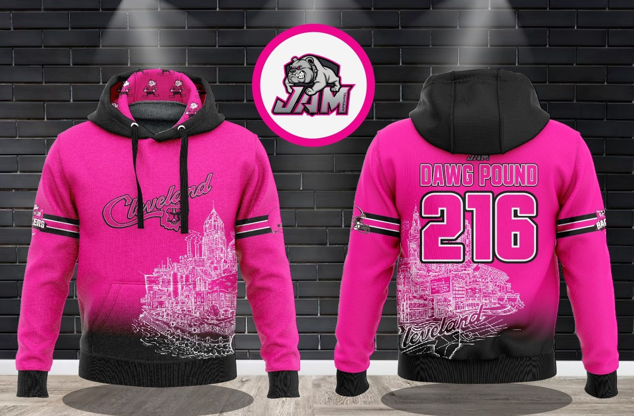 (NEW)Cleveland Browns Backers - Pink Hooded Sweatshirt
