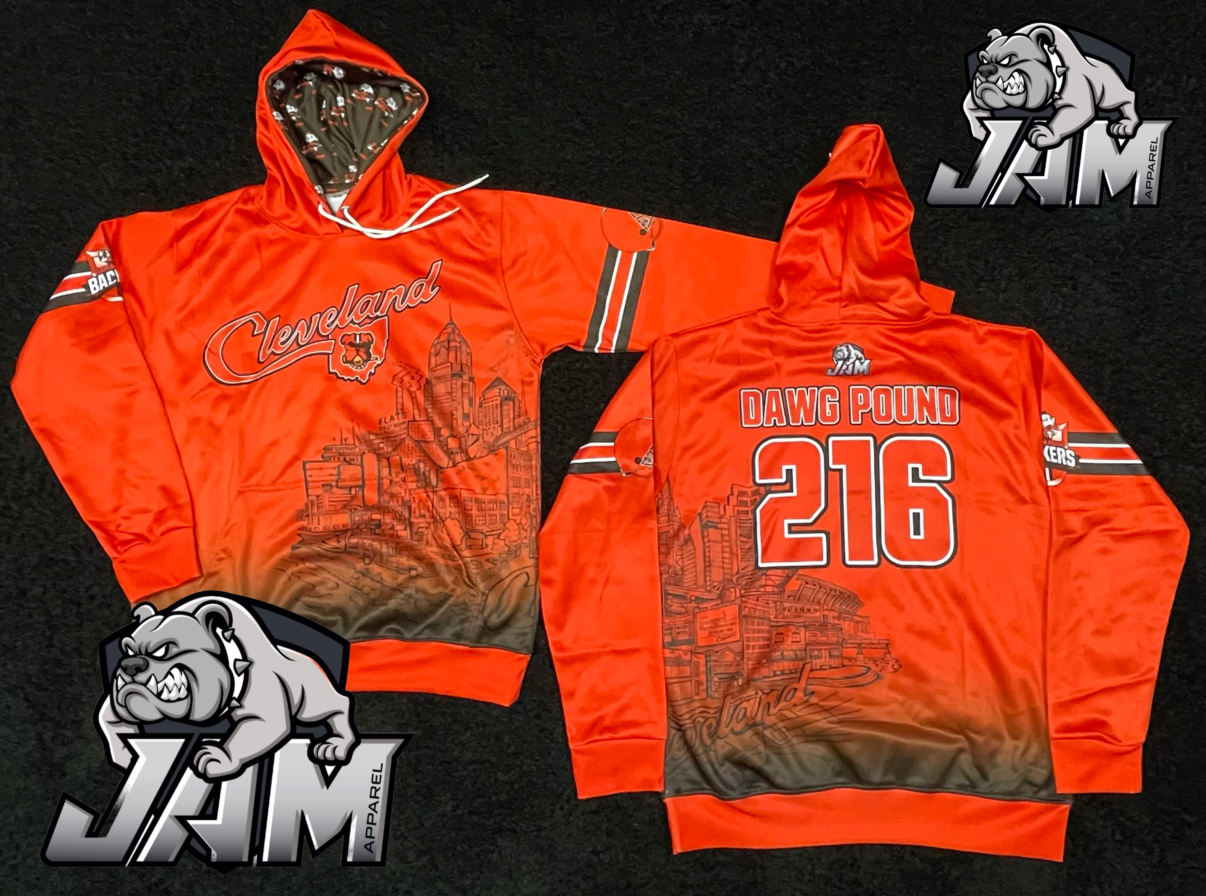 90s CLEVELAND Browns MC グレガー・ヤンガン コラボ Cleveland Browns Backers - Orange Hoodie – JAM Apparel