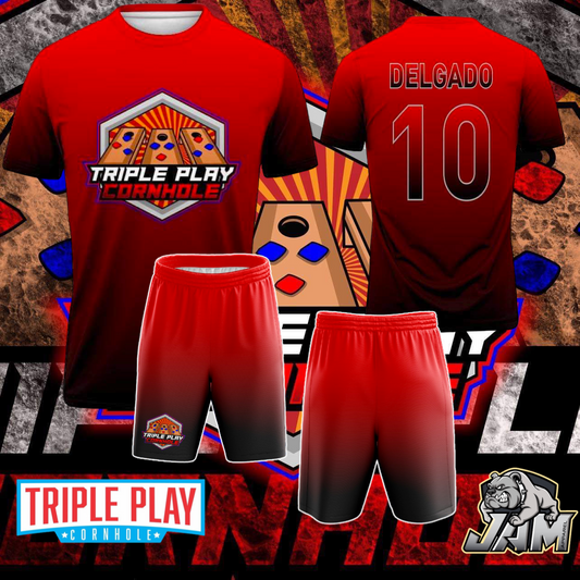 Triple Play Cornhole Ombre’ Red Jersey